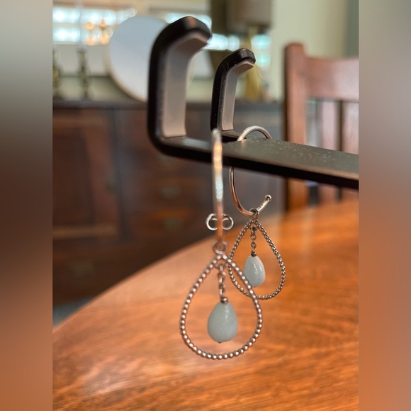 2” drop sterling earrings with a pretty light blue stone. Pandora. EUC. - Picture 2 of 7